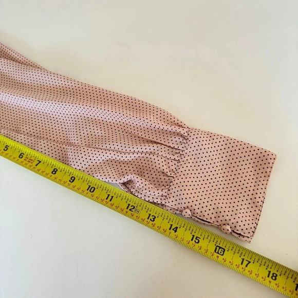 Adrianna Papell || Pink Polka Dot Satin Covered Button BlouseTop Small - Picture 11 of 11